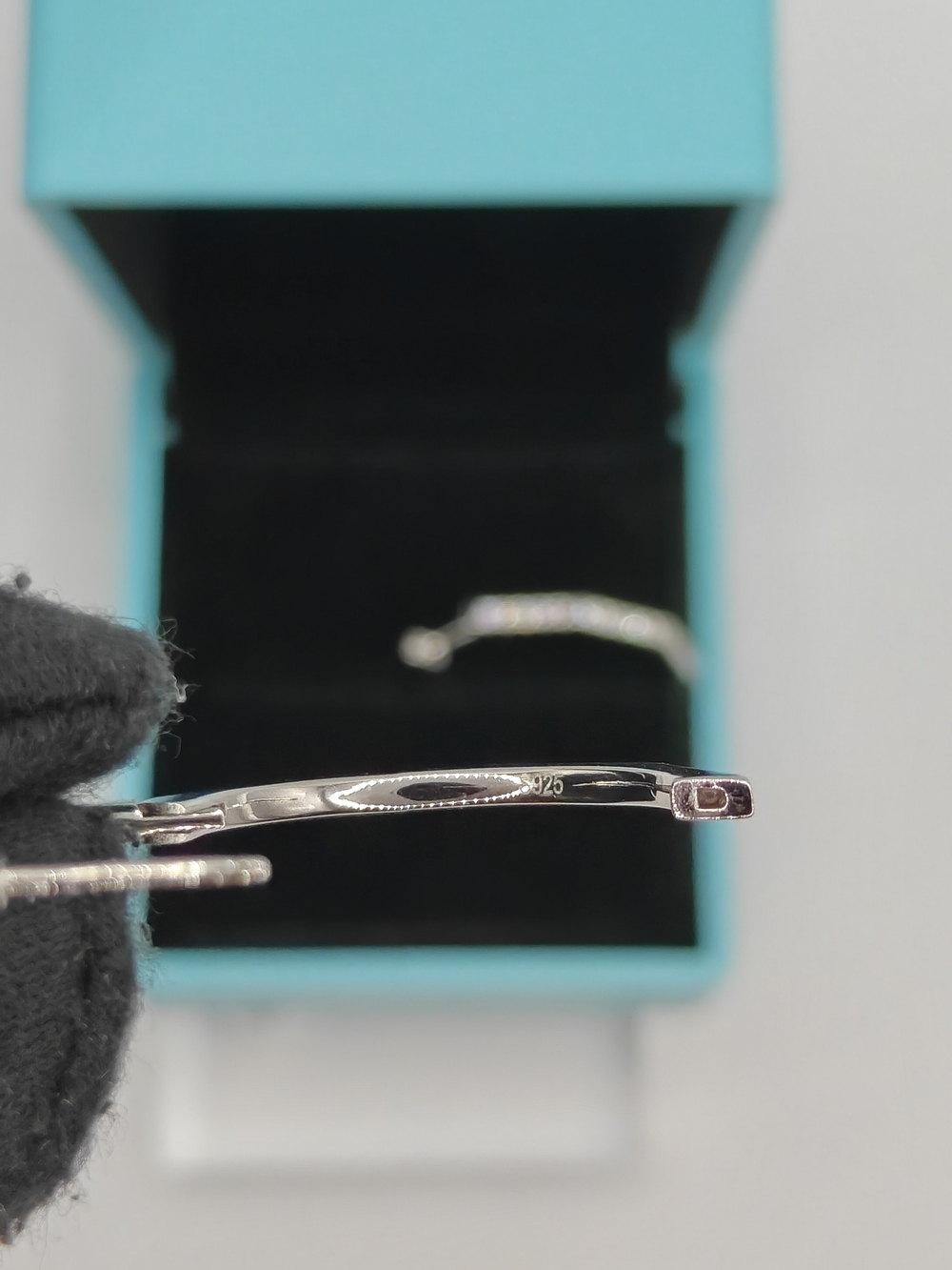 Moissanite Sterling Silver Cubic Zirconia Curved Hoop Earrings - Picture 6 of 6